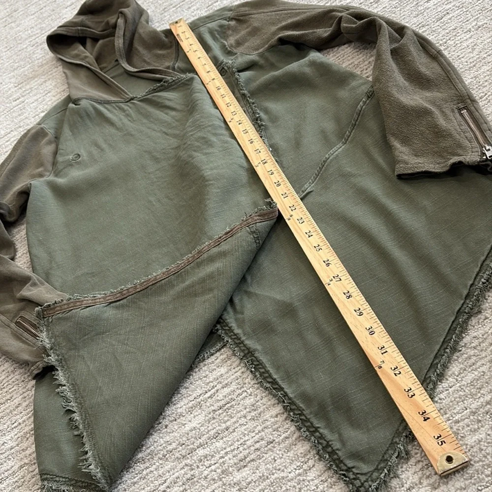 Free People Hooded Snap Draped Cardigan Jacket Size M Linen French Terry Mix - Picture 6 of 15